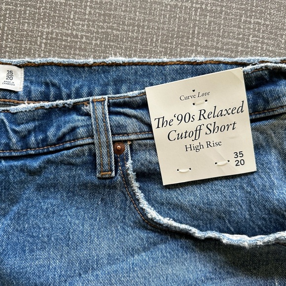 Abercrombie & Fitch Sz 35 20 Distressed Shorts Curve Love 90s High Rise Cut Off - Picture 2 of 12
